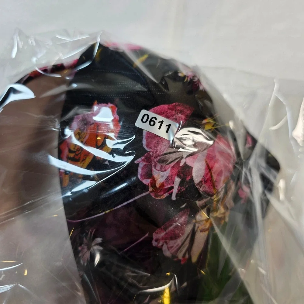 Victoria's Secret Floral Push Up Bra Black Pink Multi-Strap Back 34DDD 0611